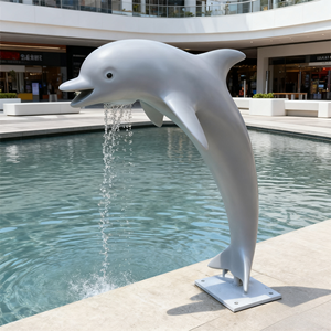 スイミングプール、庭园、商业スペースのための高品质カスタムメイドのステンレス钢中空イルカの雕刻 - Product Image 5