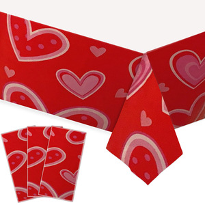 Valentine's Day <b>Tablecloth</b> <b>Rectangle</b> Digital Printing Pink Heart Pattern Party Decoration for Valentine's Day - Product Image 2