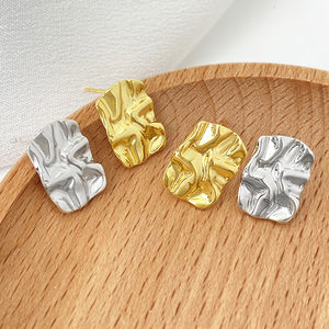 Pendientes de Aguja con Placa de Oro de 18K y Rodio, Pendientes Geométricos Irregulares para Mujer, para Fiesta - Product Image 2