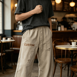 Pantalones Deportivos Vintage con Efecto Desgastado, Pantalones de Felpa Francesa Personalizados, Pantalones Deportivos de Algodón, Pantalones de Pierna Recta para Hombre - Product Image 6