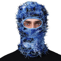 Cagoule tricotée d'hiver rayée tendance TikTok, bonnet de ski, masque facial de moto, logo personnalisé, 100% acrylique, sport