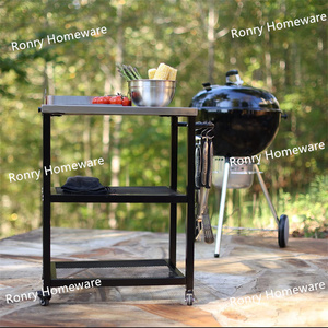 โต๊ะเตรียมอาหารเคลื่อนที่แบบสามชั้น ขนาด 16x24 นิ้ว ทำจากสแตนเลสเคลือบ<span class=keywords><strong>ผง</strong></span> ป้องกันการติดกระทะ สำหรับใช้งานเชิงพาณิชย์อเนกประสงค์ - Product Image 5