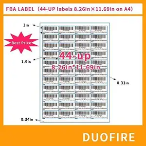 Recyclable Label Shipping Mailing Stickers A4 100Sheets 4400Labels 44-up Labels White Stickers For Laser/Inkjet Printer