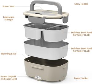 Customized Electric Lunch <b>Box</b> Accessories with 304 Stainless Steel Inner Thermal Bag Fork and Spoon for Household Use - Product Image 6