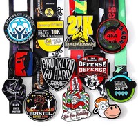 Medali Olahraga 2D/3D Logam Paduan Seng Berlapis Emas dengan Cat Enamel, Dapat Disesuaikan Secara Grosir, untuk Kung Fu, Taekwondo, Karate, Tinju, WKF, BJJ, Jiu Jitsu