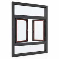 Ventana Abatible de Aluminio Resistente a Huracanes, Apertura Interior, Doble Acristalamiento, Vidrio Templado para Casas, con Persianas