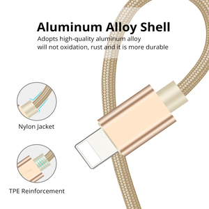 3ft Nhanh Chóng Sạc TPE Vỏ Bọc Cáp Cho Iphone 14 Pro Max 1M Nhôm Nylon Bện USB Dữ Liệu Sync Cable Cho Máy Tính Máy Quét Sử Dụng - Product Image 5