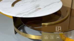 New Arrival Italian Marble <b>Side</b> <b>Table</b> <b>Gold</b> Metal Construction Living Room Coffee <b>Table</b> Double Deck <b>Round</b> Small Coffee <b>Table</b> Doub - Product Image 6