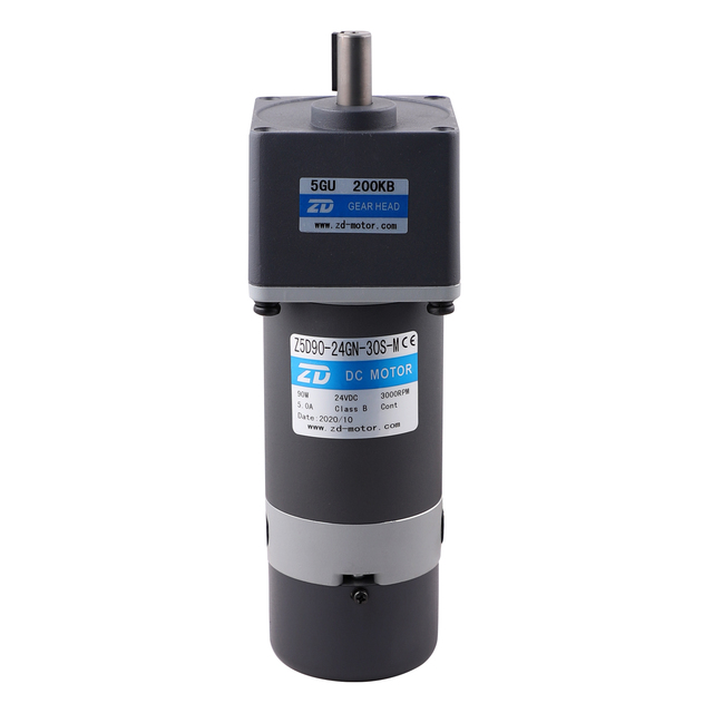 ZD Motor Factory of 90mm Frame 90W 12V 24V DC Brush Gear Motor Reduction Ratio 20:1-75:1 for Solar Industrial Z5D90-24GU-30S