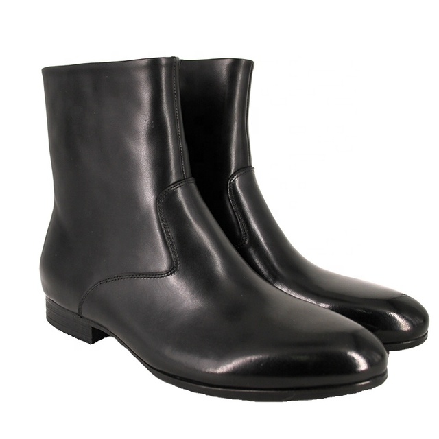 High Quality Black Fashion  Leather Boots -party  Leather Boots-dress Boots-leather Sole