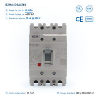 Disjoncteur automatique Eaton BZM 160A 3P 15kA à déclenchement thermomagnétique 400V AC, boîtier plastique, pour tableau de distribution