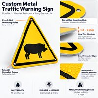Panneau de signalisation triangulaire pour passage de porcs en zone agricole, en aluminium fin, étanche et résistant à la rouille, plaque de sécurité routière pour réserves naturelles