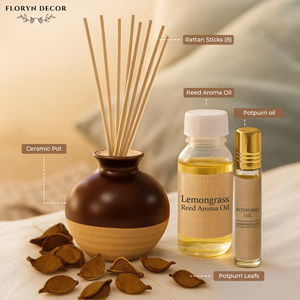 Lemongrass Premium Home Fragrance <b>Gift</b> <b>Set</b> with Reed Diffuser Potpourri and Fragrance Oils Elegant Decor Collection - Product Image 2