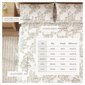 Lenzuolo di <span class=keywords><strong>flanella</strong></span> <span class=keywords><strong>Set</strong></span> 100% Queen Size cotone turco doppio spazzolato stampato <span class=keywords><strong>lenzuola</strong></span> Ultra-morbido <span class=keywords><strong>Set</strong></span> di biancheria da letto 4 pezzi - Product Image 3