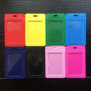 Multi-Slot Checkered Leather Cardholder PU ID Bus Student Name Tag Work Badge Employee <b>Card</b> <b>Holder</b> - Product Image 1