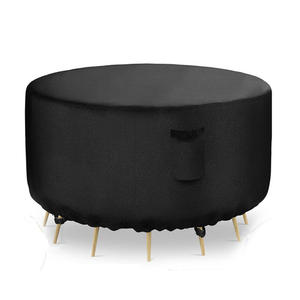 Housse de table ronde noire pour l'extérieur, tissu Oxford imperméable 210d, pour la protection des meubles de salle à manger, protection solaire - Product Image 1