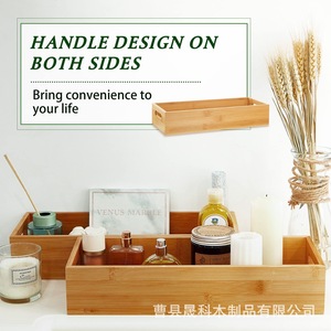 Wooden Storage <b>Box</b> 38x15x7.5cm Open Top With Handle For Bathroom Toiletries Eco Friendly <b>Makeup</b> Organizer - Product Image 3