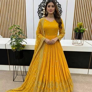 Salwar Kameez de Diseño para Mujer, Ropa de Fiesta Moderna con Bordado Completo y Lentejuelas, Talla XL, Dupatta Incluida, Totalmente Cosido - Product Image 1