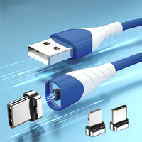 Nouveau design 180 degrés PVC magnétique câble de recharge doux 3 dans 1 USB câble 1M 2M 3M Micro USB OEM & ODM pour iphone et Android