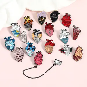 Groothandel Custom Revers Verpleegster Pin Badge Metaal Medische Arts Neurologie Anatomische Hart Email Pin Met Ketting