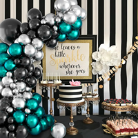 Ensemble d'arche de ballons modernes aux tons froids, bleu sarcelle, noir et argent, pour la décoration d'anniversaire, de mariage ou de remise de diplôme pour hommes