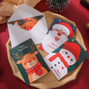 Merry <b>Christmas</b> Cartoon Snowman Santa Claus Best Wishes Cardboard Greering Card Folded Blank Blessing Greeting Card - Product Image 2