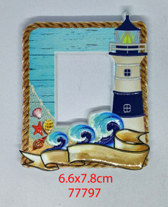 Ocean Series Small Picture Frame Ceramic Resin Refrigerator Magnet with Traditional Design Medium Magnetic <b>Sticker</b> <b>Sheet</b> Size - Product Image 4