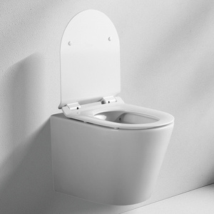 Inodoro suspendido sin borde de primera calidad, inodoro de cerámica minimalista con acabado liso, diseño moderno de alta gama para baño - Product Image 3