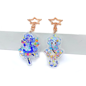 Custom Design Holographic Star Key Charm Double Sided Printable Epoxy Resin Acrylic Key Holographic Star