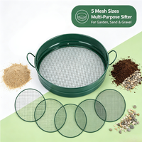 Ensemble de tamis à terre de jardin 4/5 mailles avec double poignée, tamis à compost en métal, multifonctionnel pour gazon, sable et terre