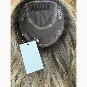 Topper <span class=keywords><strong>per</strong></span> capelli umani con base in seta, capelli europei vergini con trama sul retro, asciugatura all'aria, lisci, veri capelli umani, 6x7 7x8 <span class=keywords><strong>per</strong></span> <span class=keywords><strong>donna</strong></span> - Product Image 2
