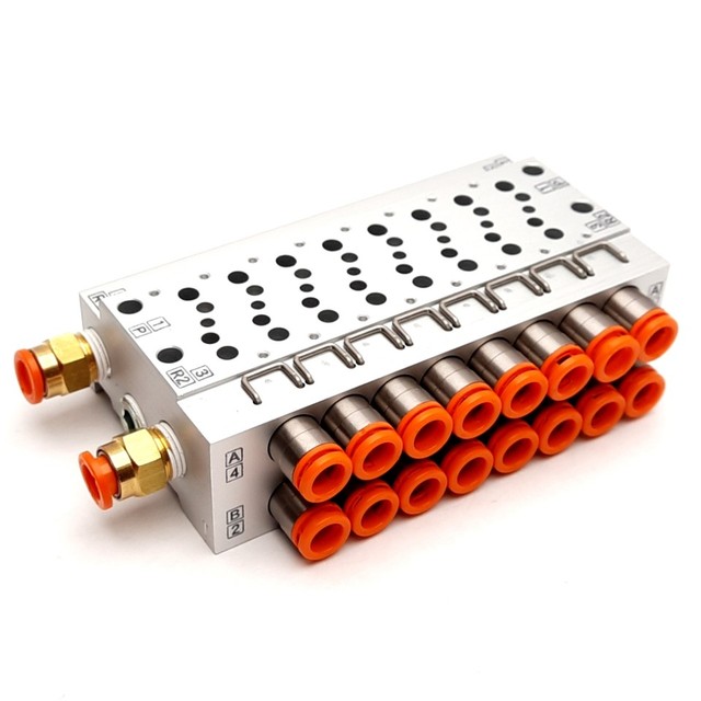 Vv5qz15-08n7tc Manifold Base for Vq1000 Solenoid Valves, 8 Stations, 1/4 in New Original Plc