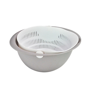 Double Layer Drain Basket M Size Portable Round Kitchen Draining Rack Storage Bowl - Product Image 1