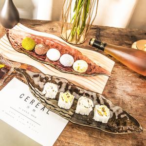 Plateaux de présentation de nourriture, de fruits et de sushis, en cristal de pois irrégulier, de luxe moderne, faits à la main, avec bordure dorée, pour la décoration de la maison et les fêtes - Product Image 4