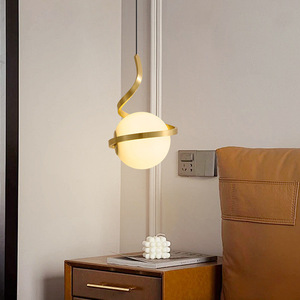 JACKSUN Suspension Moderne Dorée, <span class=keywords><strong>Globe</strong></span> en Verre, Lustre, Applique Murale d'Accent, Petite Suspension Simple Tête pour Chevet - Product Image 5