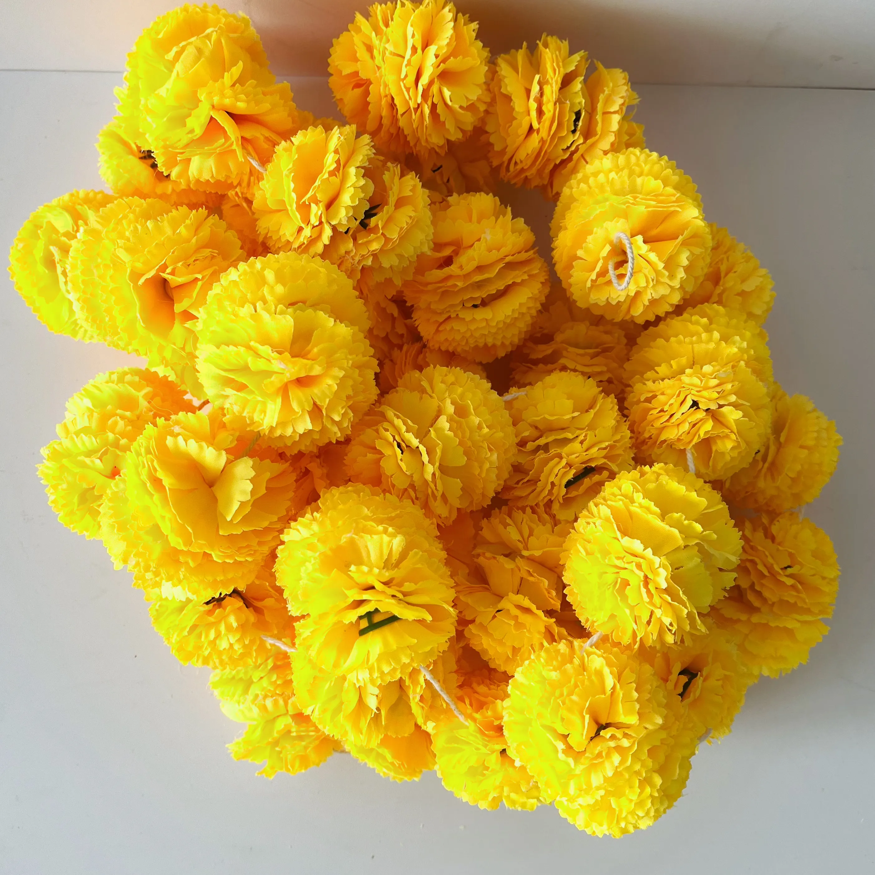 Luz artificial laranja flor marigold guirlandas, 5 pés longos, para festas, casamentos indianos, decorações tema indiano