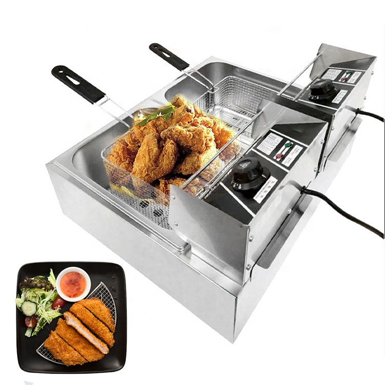 Electric Stainless Steel Double Tank Restaurant Commercial Deep Fryer