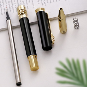 Stylo à bille à roulettes noir avec garniture dorée, clip en forme de <span class=keywords><strong>dragon</strong></span> creux, cadeaux lourds personnalisés avec logo gravé, promotionnel - Product Image 4