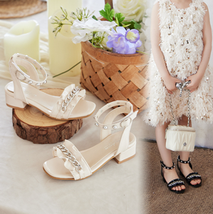 Sandalias de Tacón Alto para Niñas, Novedad de Verano, Zapatos de Baile para Niñas Pequeñas, con Lazo, Estilo Princesa, Transpirables, Parte Superior de PU Estampada, Suela de Goma - Product Image 3