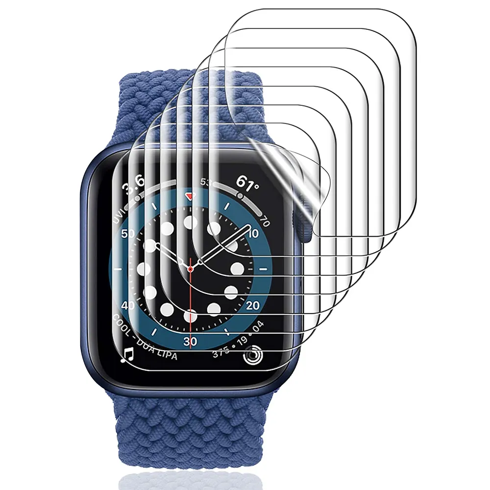 Protetor de tela para relógio apple, película tpu transparente hd para proteção de tela da apple watch series 7, 45mm, cobertura máxima, auto-cura, livre de bolha, flexível 2021
