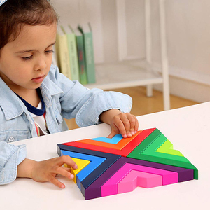 Montessori muebles đồ chơi giáo dục trẻ em bằng gỗ đầy màu sắc cầu stacker khối xây dựng cho trẻ em - Product Image 6