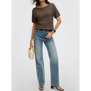 FOXA Suéter de manga corta para mujer, cuello barco de ganchillo, top informal ligero, ropa de verano para vacaciones en la playa - Product Image 6