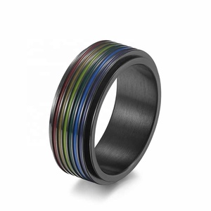 ขายร้อนมาใหม่หมุนป้องกันความเครียดความวิตกกังวลแหวนที่มีสีสันรุ้งคู่แหวนเกย์สำหรับผู้หญิงผู้ชาย - Product Image 6