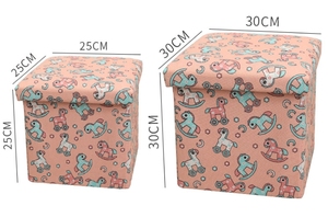 Printed Fabric Foldable Storage <b>Stool</b> <b>Ottoman</b> Toy Storage Box Flat Pack - Product Image 2