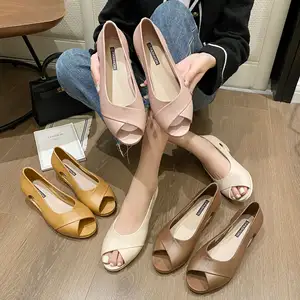 Fashion Hot sale elegant women work flat shoes summer spring autumn thick-heeled shoes good quality and soft shoes