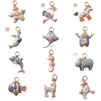 PVD 18K verguld roestvrijstalen emaille cartoon dieren paard neushoorn vis bedel DIY hanger accessoires