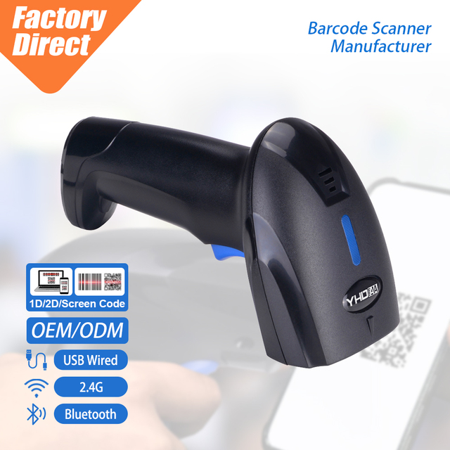 Factory Direct Sales BT Wireless 2D Barcode Reader 20 Hours Working Time Auto Sense Handheld QR Code Scanner