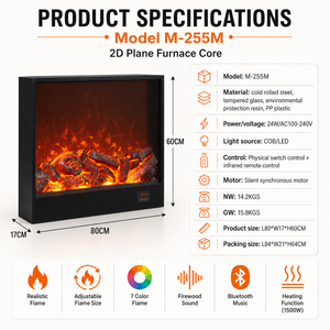 <span class=keywords><strong>Cheminée</strong></span> électrique avec écran LCD, écran vidéo LED, construction métallique, sans conduit <span class=keywords><strong>de</strong></span> fumée, utilisation intérieure pour la maison et l'hôtel, télécommande anglaise - Product Image 3
