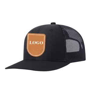 Casquette Trucker 112 en Coton Sergé Vert de Haute Qualité pour Hommes, avec Logo en Cuir et Maille, Certifiée BSCI - Product Image 4