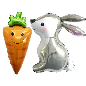Пасхальные милые воздушные шары в форме лесного кролика, шары из фольги в форме кролика, воздушные шары в форме моркови для дома, праздника для будущей мамы, животных, фермы, вечеринки X4273